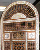 Moroccan Mother-of-Pearl & Bone Inlaid 3-Panel Wooden Screen
