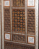 Moroccan Mother-of-Pearl & Bone Inlaid 3-Panel Wooden Screen