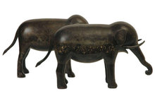 Pair of Persian Qajar Dynasty Patinated Steel Elephant Figurines