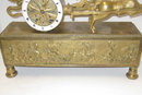 Anitque French Directoire Empire Period Chariot Form Bronze Mantel Clock