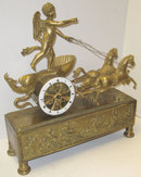 Anitque French Directoire Empire Period Chariot Form Bronze Mantel Clock
