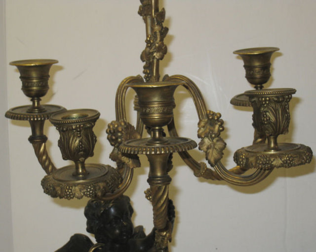 Pair of French Figural Cherub Bronze Candelabra