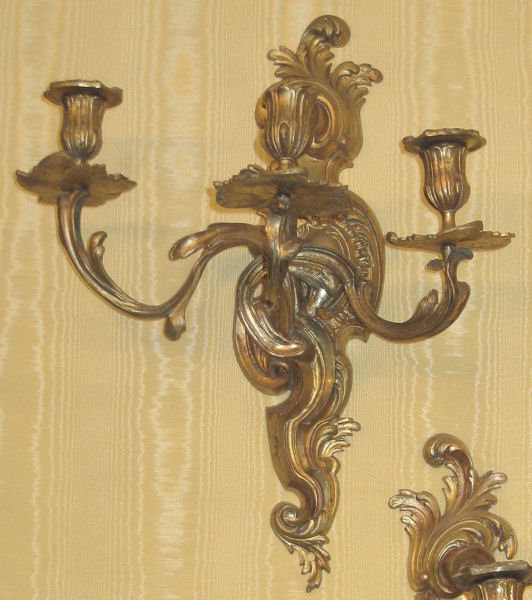 Pair of Organic Form Ormolu Bronze Louis XV Style Sconces
