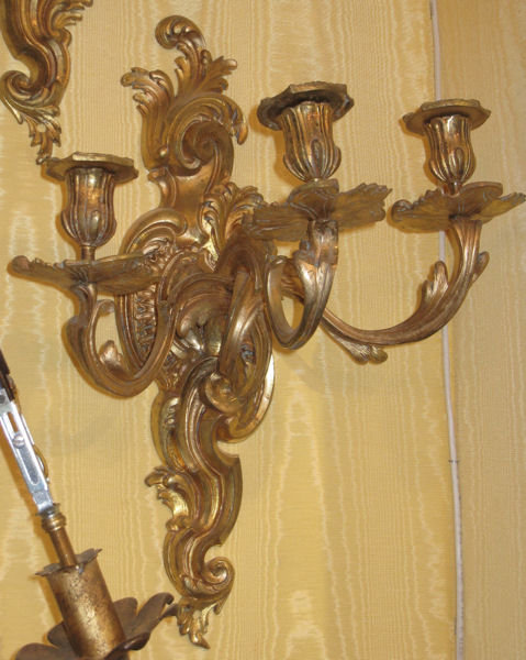Pair of Organic Form Ormolu Bronze Louis XV Style Sconces