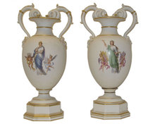Pair of Antique Neoclassical Porcelain Vases by KPM
