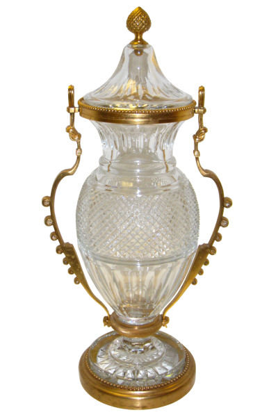Bronze Mounted Crystal Glass Vase Centerpiece by Baccarat