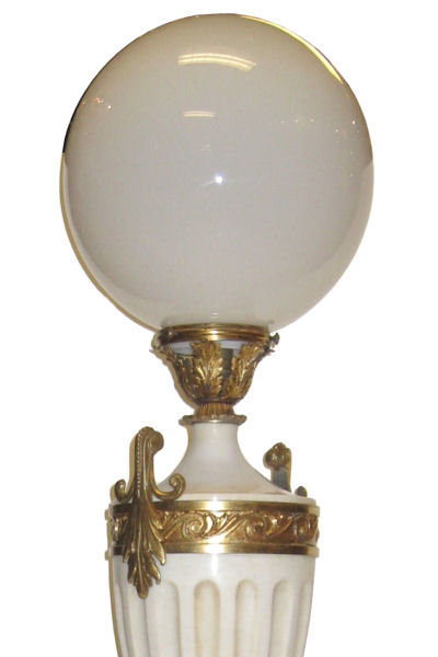 Pair French Empire Style Marble and Bronze Torchere Floor Lamps