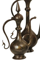 Group of Islami Persian Qajar Gold and Silver Inlaid Steel Ewers and Basin