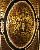 Napoleon III Bronze Mounted Ebonized Cabinet Bookcase with Brass Marquetry