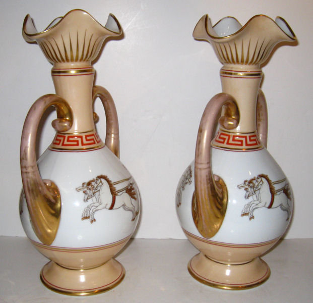 Pair Roman Neoclassical Paris Porcelain Vases