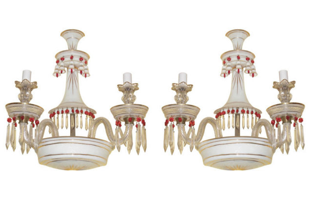 Pair of Venetian Style Opaline Glass Sconces Attr. to Baccarat