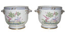 Pair of Porcelain Chinoiserie Wine Coolers with Exotic Painted Birds by Sevres