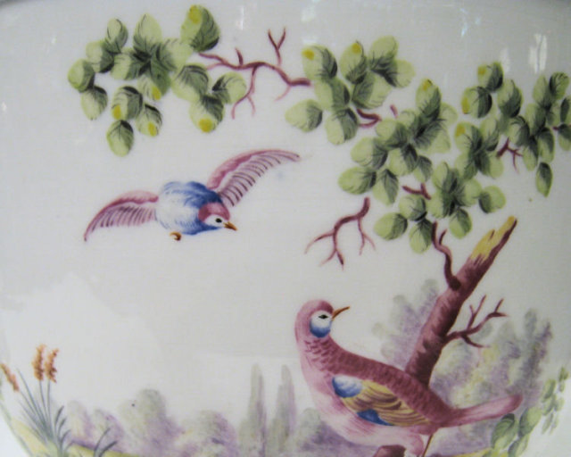 Pair of Porcelain Chinoiserie Wine Coolers with Exotic Painted Birds by Sevres