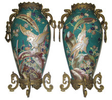 Pair of French Exotic Japanese Style Bronze Mounted Porcelain Vases by St. Denis