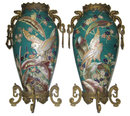 Pair of French Exotic Japanese Style Bronze Mounted Porcelain Vases by St. Denis