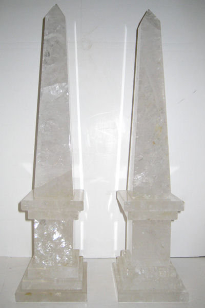 Pair of Rock Crystal Obelisks