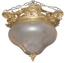 Louis XVI Style Dore Bronze & Etched Crystal Coupe Chandelier