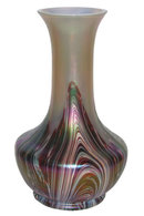 Iridescent Pulled Feather Glass Vase by Rindskopf