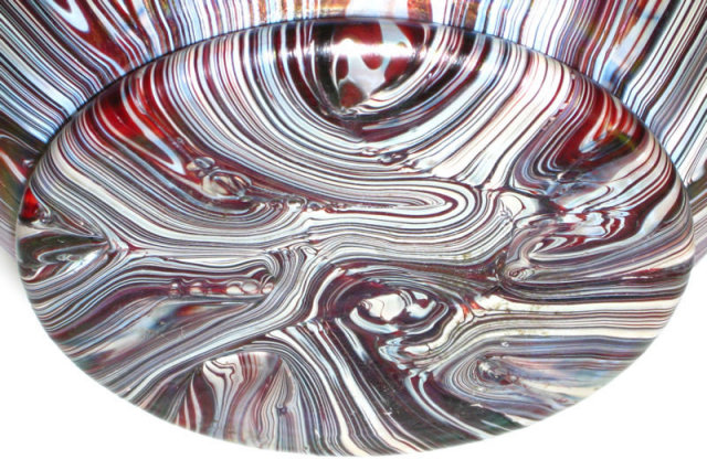 Iridescent Pulled Feather Glass Vase by Rindskopf