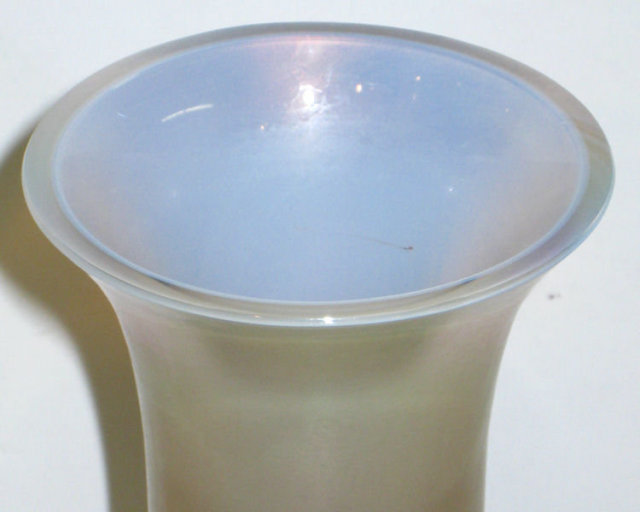 Iridescent Pulled Feather Glass Vase by Rindskopf