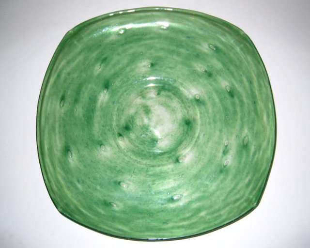 Green Glass Centerpiece by Schneider