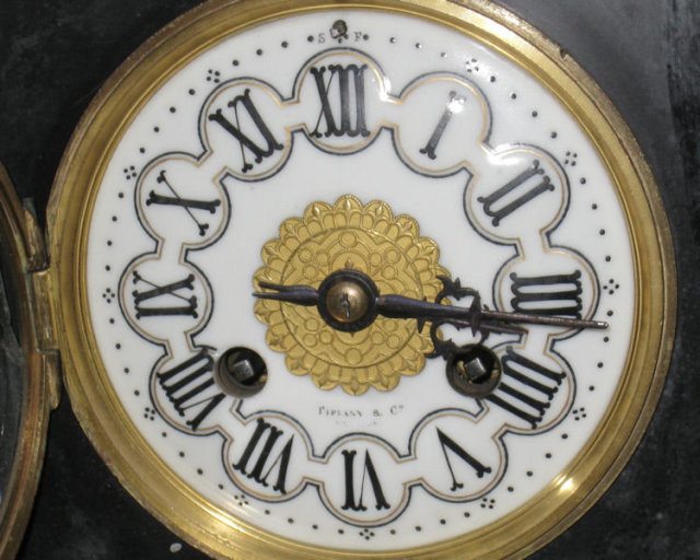 Tiffany & Company Slate Mantle Clock in Renaissance Style by Japy Freres & Co.