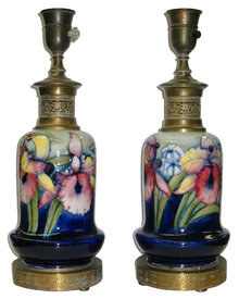 Pair of British Arts & Crafts Ceramic Table Lamps by Moorcroft