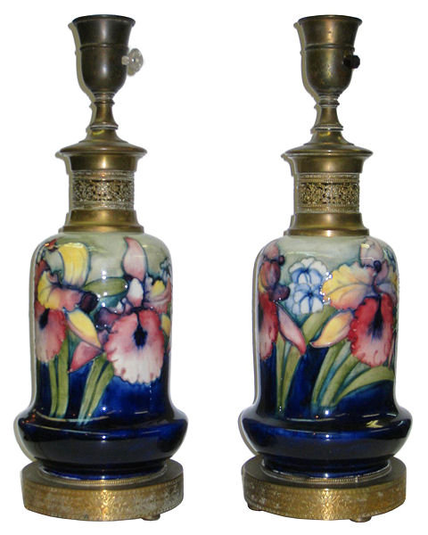 Pair of British Arts & Crafts Ceramic Table Lamps by Moorcroft