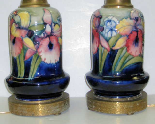 Pair of British Arts & Crafts Ceramic Table Lamps by Moorcroft