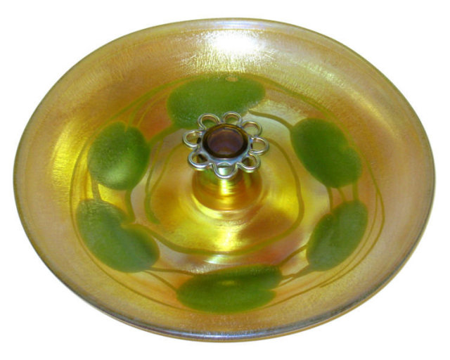 Golden Iridescent Favrile Glass Centerpiece with Frog by Tiffany