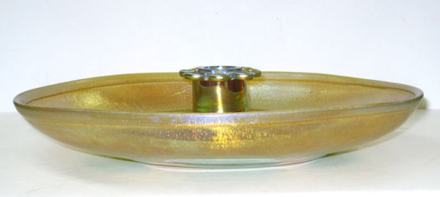 Golden Iridescent Favrile Glass Centerpiece with Frog by Tiffany