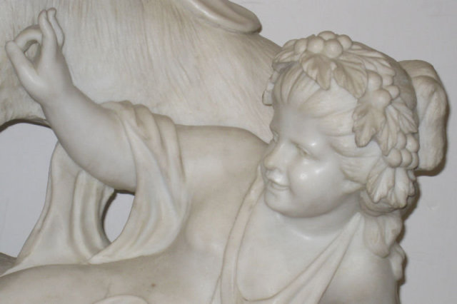 Antique Bacchanalian Group Marble Sculpture After Clodion