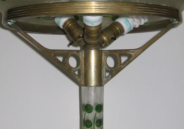 Antique Judgenstil Glass Table Lamp by Ludwig Sutterlin for Fritz Eckert