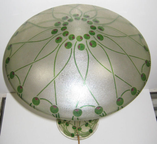 Antique Judgenstil Glass Table Lamp by Ludwig Sutterlin for Fritz Eckert