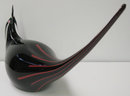 Seguso Vetri D' Arte Black Sommerso Glass Bird Sculpture