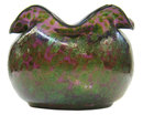 Art Nouveau Violet & Pebbled Green Oil Spot Glass Vase Attributed to Kralik
