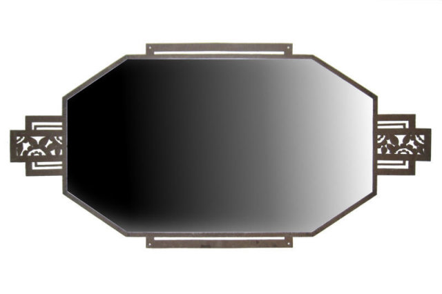 French Art Deco Patinated Wrought Iron Overmantel Mirror