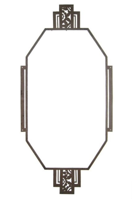 French Art Deco Patinated Wrought Iron Overmantel Mirror