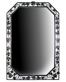 Art Deco Period Wrought Iron Mirror with Grapevine Motif