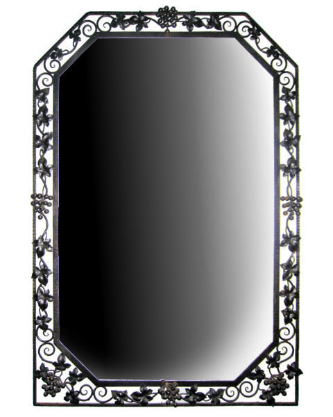 Art Deco Period Wrought Iron Mirror with Grapevine Motif