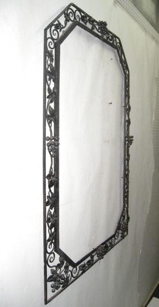 Art Deco Period Wrought Iron Mirror with Grapevine Motif