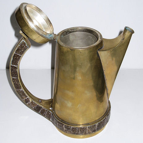 Salvador Teran Brass & Mosaic Tile Tea Coffee Set