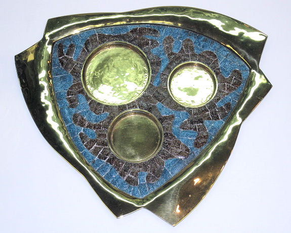 Salvador Teran Brass & Mosaic Tile Tea Coffee Set