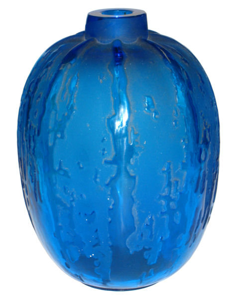 Fontaines Molded and Frosted Amethyst Glass Vase by Lalique