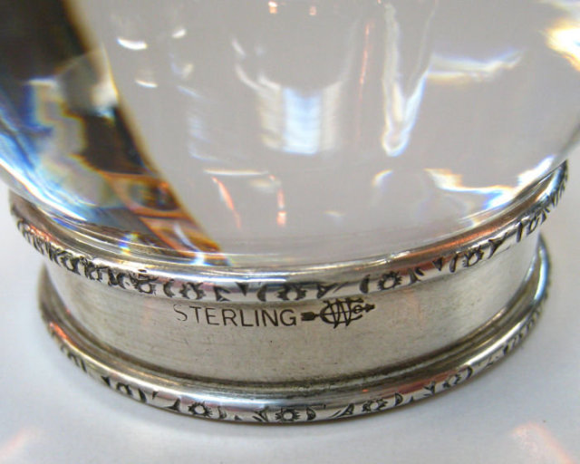 Steuben Crystal Glass Egg Sculpture with Sterling Silver Pedestal and Original Gift Box