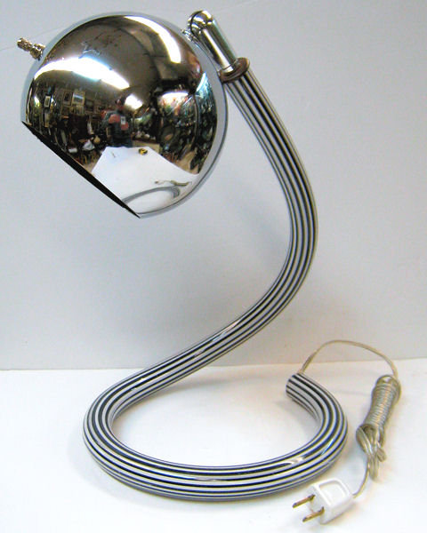 Mid-Century Chrome and Acrylic Snake Table Lamp