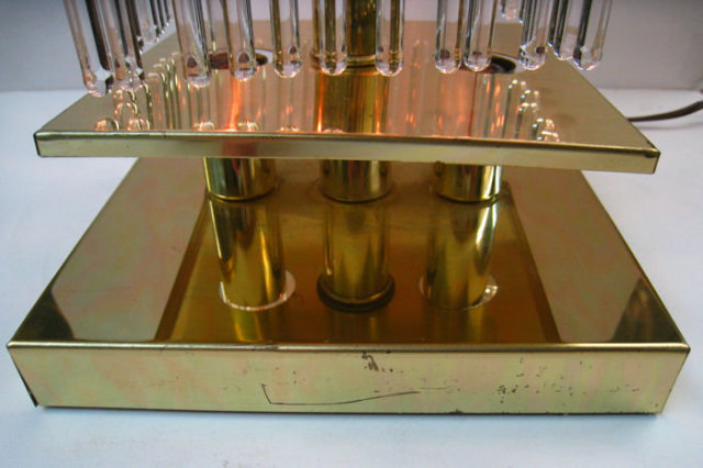 Pair of Mid-Century Brass Table Lamps with Lighted Glass Rods