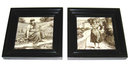 Pair of Antique Framed Figural Grisaille Tiles by Minton