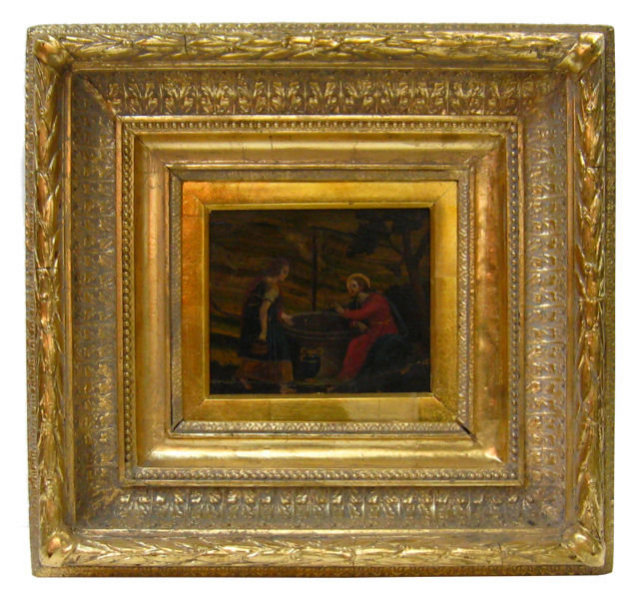 Antique Biblical Allegorical Framed Painted Fresco