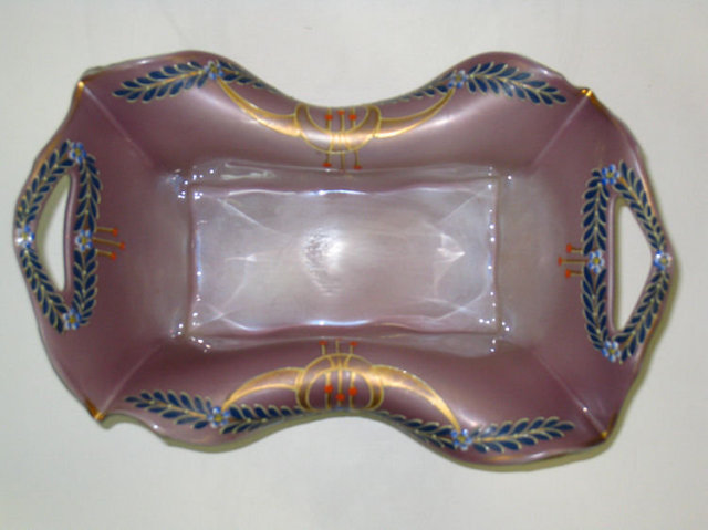Secessionist Jugendstil Enamelled Glass Centerpiece Basket